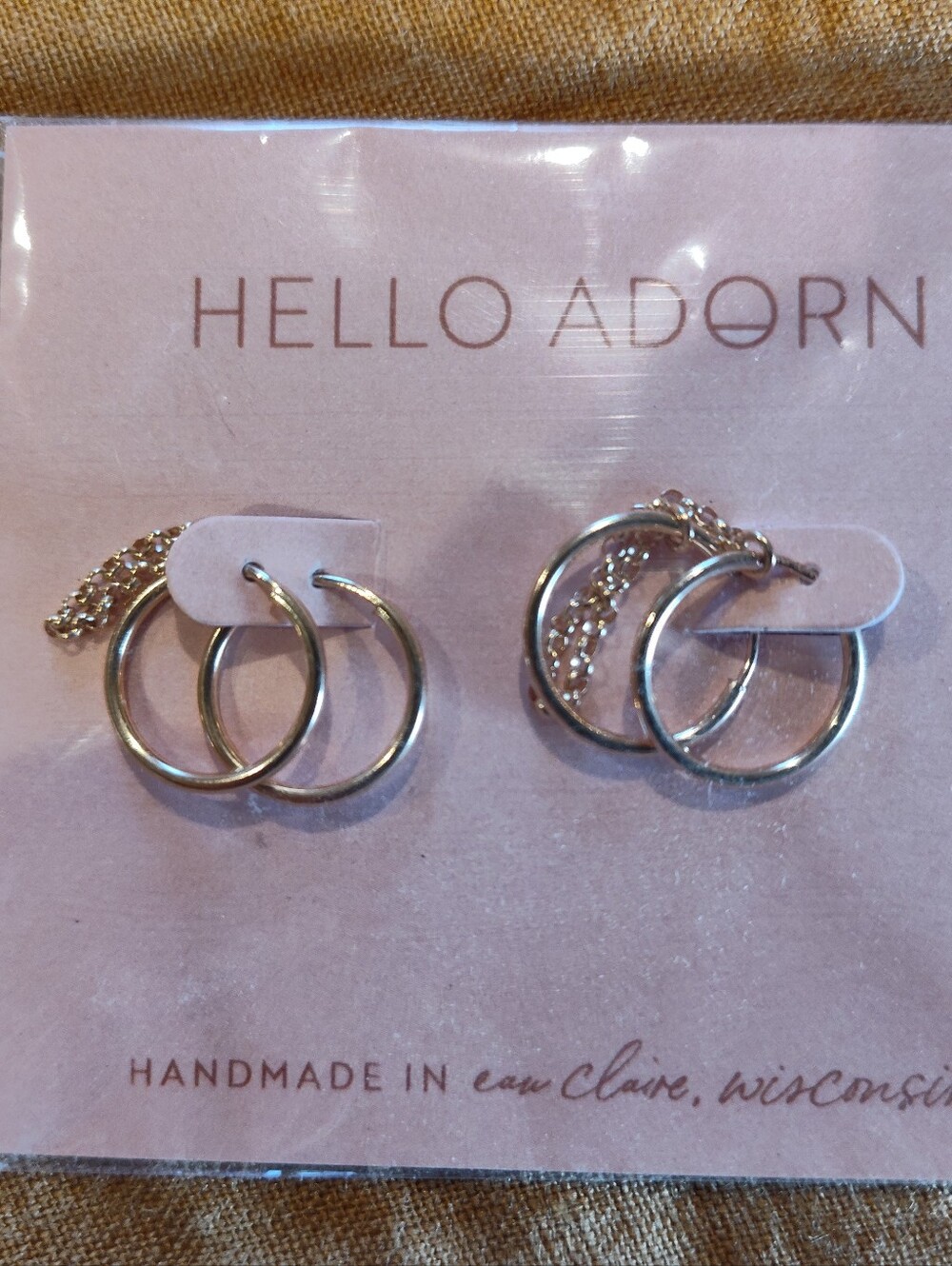 Hello Adorn Gold Double Earring Chain Hoop Earrings